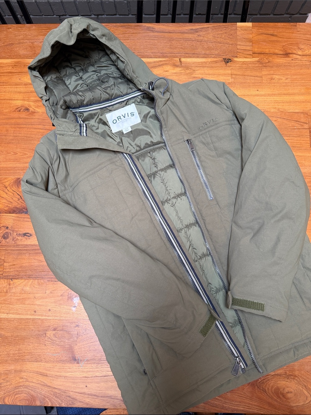 Orvis Men's Olive Green Hooded Puffer Jacket